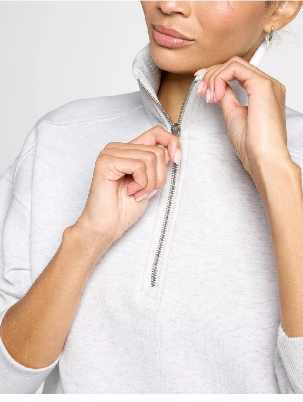 Calia Soft Scuba 1/4 Zip In Light Heather Grey - Picture 4 of 9